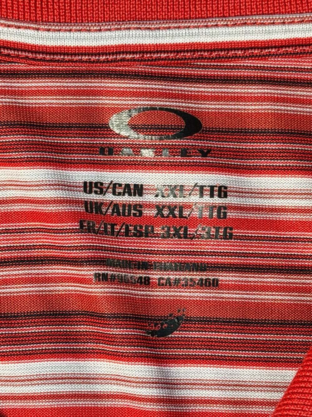 Oakley Red Multi-Color Striped Performance Golf Polo Shirt Size‎ XXL - Picture 3 of 6